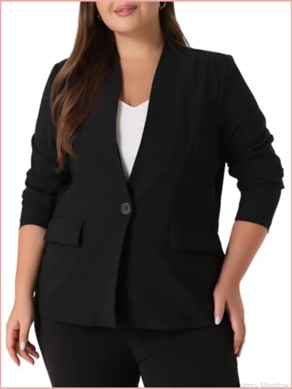 Plus Size Blazer Loose Fit Lightweight Office Work Suit Jacket Single Button